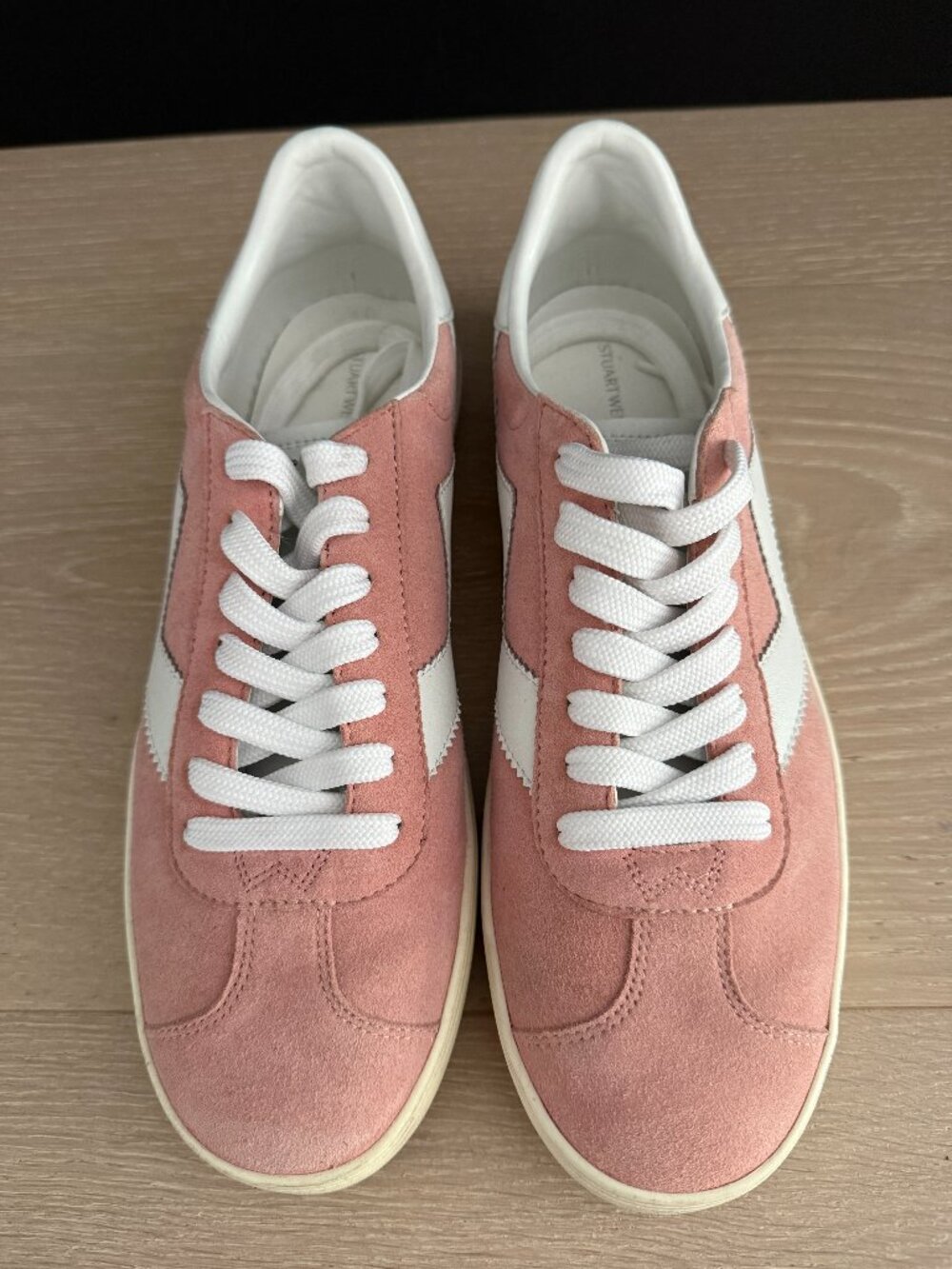 NWOT Stuart Weitzman Daryl Tennis Shoe in Blush Neutral Suede Size 9.5 Women